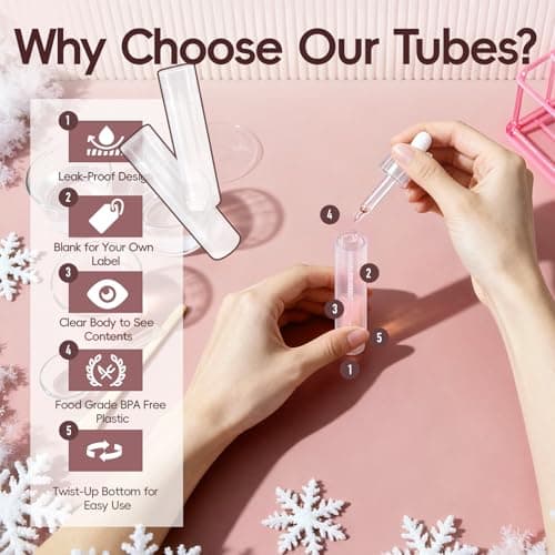 Pilloze 50 PCS Clear Lip Balm Tubes Empty, 5.5ml Twist-up Chapstick Tubes with Caps, Portable BPA-Free & Leak-Proof Lip Balm Containers Bulk for DIY Homemade Lipstick, Chapstick, Solid Perfume - Thumbnail 4
