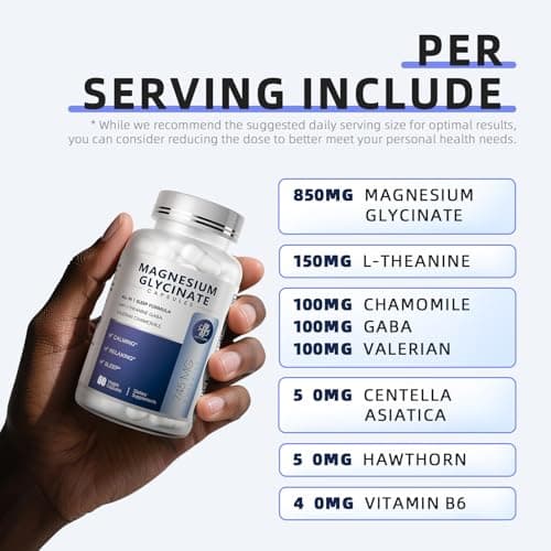 iMATCHME Magnesium Glycinate 850mg Capsules with L-Theanine, Chamomile & GABA for Sleep, Calmness, Muscle, Bone Health & Immune Support, Magnesium for Women and Men, Vegan, High-Absorption, 60 Count - Thumbnail 2