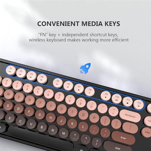 MOFII Wireless Keyboard and Mouse Combo, 2.4 GHz Full-Size Retro Round Keyboard with 8 Multimedia & Shortcut Keys, Plug and Play, Compatible with Mac, Windows, Laptop, Desktop, PC - Coffee Gradient - Thumbnail 6