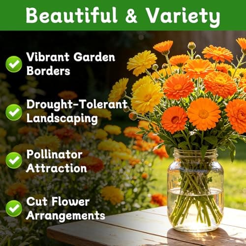 LUOJIBIE Calendula Seeds, Calendula Seeds for Planting Outdoor & Indoor, 8,000+ Pacific Beauty Mix Annual Flower Seeds Bulk, Non-GMO Flower Seeds, Large Blooms, Easy to Grow - Thumbnail 2