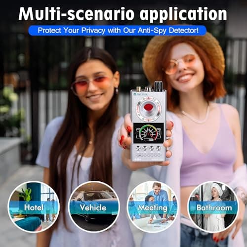 JMDHKK Hidden Camera Detector & Bug Detector – Magnetic Tracker & Wireless Signal Finder for Home, Office, Hotel, Car – Advanced Privacy Protection for Travel & Security（Silver - Thumbnail 6