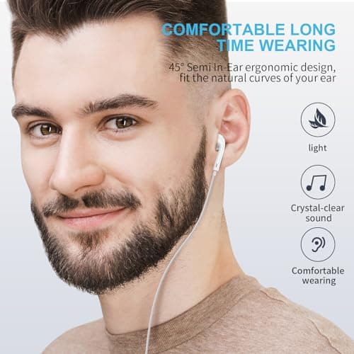 for Apple Earbuds Wired [Clear Call & No Noise], [MFi Certified] 3.5mm Headphones with Microphone Volume Control HiFi Stereo Ear Buds for iPhone/iPad/Kindle/Weather Radio/Airplane [2 Pack] - Thumbnail 3