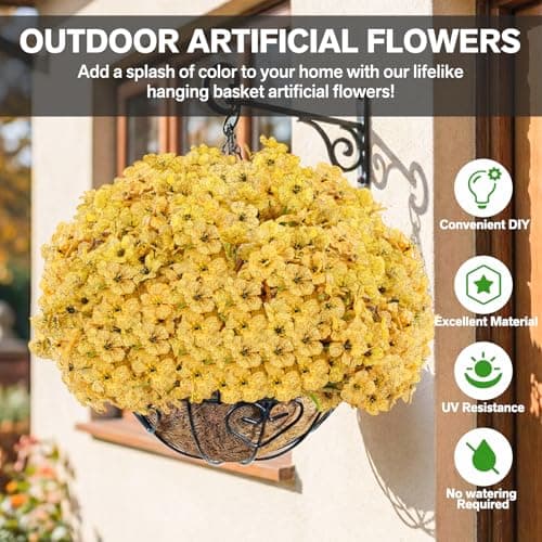 22 Bundles Artificial Flowers Outdoor, Faux Flowers UV Resistant with Plastic Plants, Faux Silk Flowers for Outdoors Outside Front Porch Hanging Planter Window Box Garden Decoration - Thumbnail 2