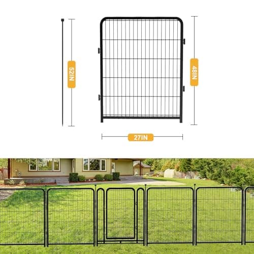 Getlay Doorless 48 in(H) Decorative Garden Fence and Borders, 12 Panels Total 26.6 Ft(L), Outdoor Dog Fence, Fencing for Garden Beds, Dog Play Pen Outdoor, Flower Bed Fencing, Black - Thumbnail 2