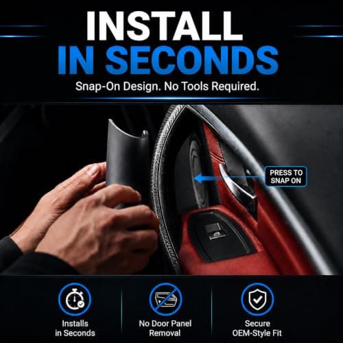 iCarPro Door Pull Handle Sticky Fix Cover Interior Trim for BMW F30 F34 3 Series 320,328,330,335,340,F80 M3 2012-2018, F32 F33 F36 4 Series 420,428,435,440,F82 M4 2014-2019 (4pcs Set, Carbon Fiber) - Thumbnail 4