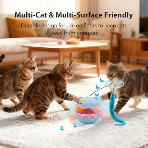 DFQ Interactive Cat Feather Toys, Electronic Cat Enrichment Toys, Automatic Pet Toys for Indoor Adult Cats, Interesting Wand Toy for Bored Kitten Self Play(Blue) - Thumbnail 6