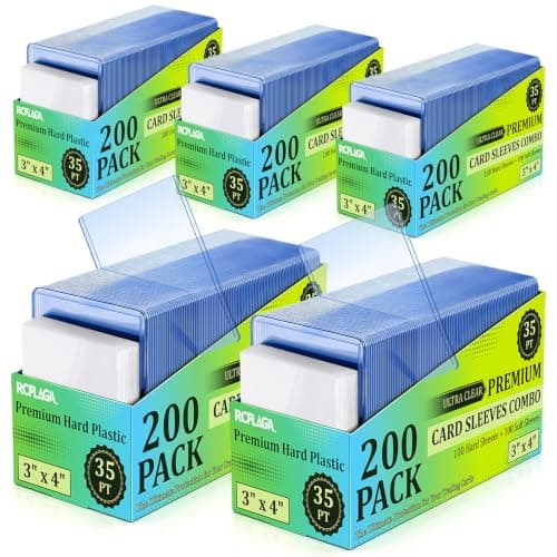 RCPLAGA 1000 Pack Card Sleeves Hard Plastic Rigid Baseball Card Holder