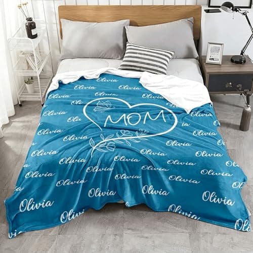 KUKULIKI Mothers Day Personalized Gifts for Mom, Custom Blanket with Name and Birth Month Flowers, Personalized Blankets for Adults, Customized Throw Blanket Birthday Gifts for Women - Thumbnail 4