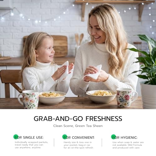 10 PCS Rinse-Free Body Wipes, Ultra Thick Shower Wipes for Skin, Disposable & Travel Essentials, Hypoallergenic, Green Tea & Aloe-Infused, XL Cleansing Wipes for Post Workout Cleanup & Elderly Hygiene - Thumbnail 6