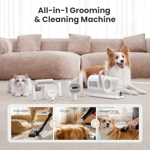 Pecute Dog Grooming Vacuum & Dryer, 7-in-1 Pet Grooming Kit with Clipper, 10000Pa Dog Vacuum for Shedding Grooming, Adjustable Speed & Temp, 55dB Low Noise,1.7L Dust Cup - Thumbnail 2