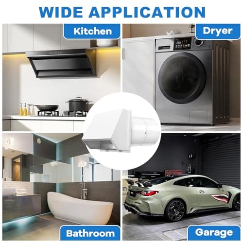 8 Inch Microwave Wall Vent Cover for Range Hood Exterior Wall Vent Microwave Exhaust,Kitchen Bath HVAC Duct Air Ventilation, Outside Vent Cover Fits 8’’ Round Duct - Thumbnail 5