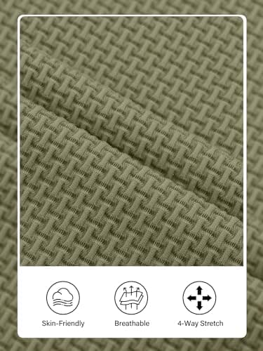 JEMLDL Men's Jacquard Polo Shirts Super Stretch Breathable Short Sleeve Performance Dry Fit Golf Shirts Olive XL - Thumbnail 6