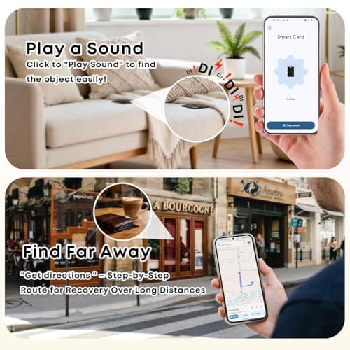 Wallet Finder, Bluetooth Tracker Card and Item Locator for Luggage Tags, Passports and Android Phones Compatible with Google Find Hub, Thin Phone Finder IP68 Waterproof, Black - Thumbnail 5