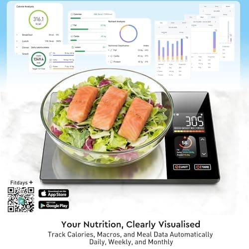 Smart Food Scales Calorie Counting Nutrition Food Scale with Free App & Bluetooth,Tracks 23 Nutrients,Dual Display with Nutrition Info,Offline Mode–for Calorie Control,Weight Loss &Fitness - Thumbnail 4