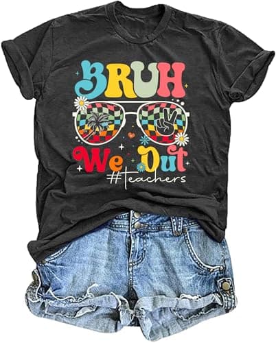 Bruh We Out Teachers Shirt for Women Last Day of School Tshirt End of The School Year Tee Schools Out Life Summer Tops Darkgrey - Thumbnail 3
