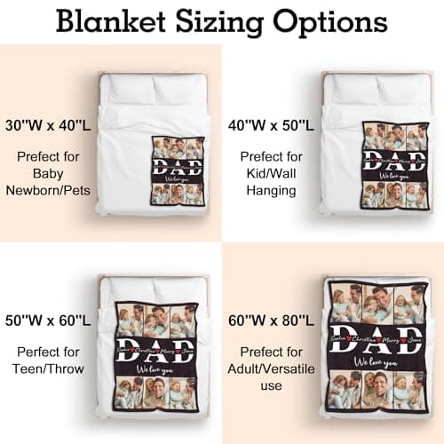Corissy Personalized Fathers Day Blankets Gifts, Custom Blanket with Picture Text, Customized Flannel Tapestry for Dad Husband Grandpa Boyfriend - Thumbnail 6