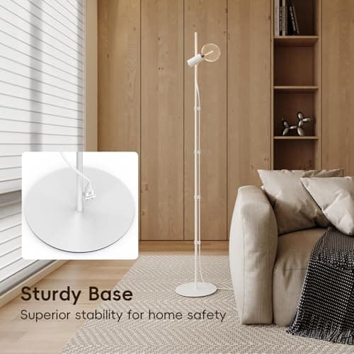MOSLIAN Floor Lamp for Living Room,Adjustable Height&Dimmable&Rotatable lamp Head Standing Floor Lamp,2200K Warm Ambiant Lighting with Amber Clear Bulb for Living Room,Bedroom (Bulb Included) - Thumbnail 5