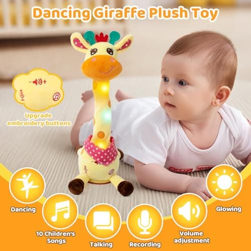 Emoin Dancing Giraffe Toy, Tanlking Giraffe Toys Musical Mimicking Toy, Singing 10 Pcs Songs for Baby Boys Girls, Repeating What You Say, Sing+Dancing+Recording+LED - Thumbnail 2