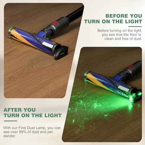 Bahuun Vacuum Cleaner Dust Display LED,Compatible with Dyson & All Vacuum Cleaners,Reveal Microscopic Dust & Illuminate Invisible Pet,Cat,Dog Fur,Vacuum Accessories Upgrade Vacuum Attachments (Black) - Thumbnail 3