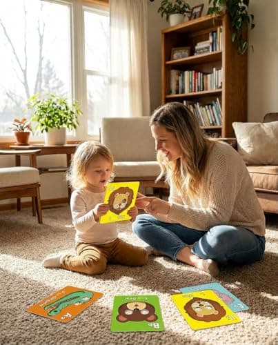 Giant Animal Alphabet Flash Cards with Handheld Animal Masks - 26 Pcs ABC Learning Cards for Toddlers 1-3 - Phonics Mnemonic Letter Recognition Toys for Preschool & Kindergarten Classroom - Thumbnail 6
