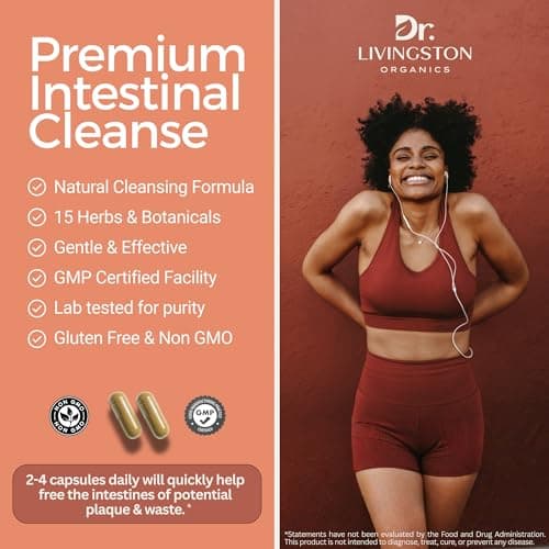 Dr. Livingston Organics Colon Cleanse for Women & Men – 14 Day Gentle Colon Cleanser with Prebiotics & Probiotics for Gut Health, Regularity, Bloating Relief & Constipation Relief – 56 Capsules - Thumbnail 5