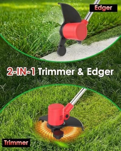 Electric Weed Eater 21V, Battery Powered Cordless String Trimmer, Weed Trimmer with Auto Line Feed, Weed Wacker Lawn Edger with 2 x 2.0Ah Battery and Fast Charger - Thumbnail 3