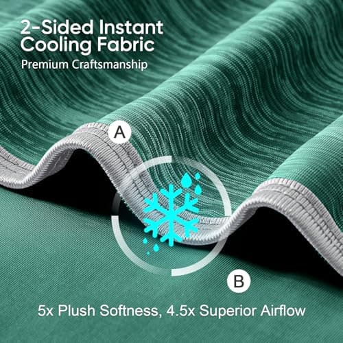 KMUSET Cooling Blanket Twin (60"x80"), Double Sided Summer Cooling Blankets for Hot Sleepers & Night Sweats, Cool Lightweight Blanket for Dorm Room Essentials, Picnic, Gifts for Women Emerald Green - Thumbnail 3