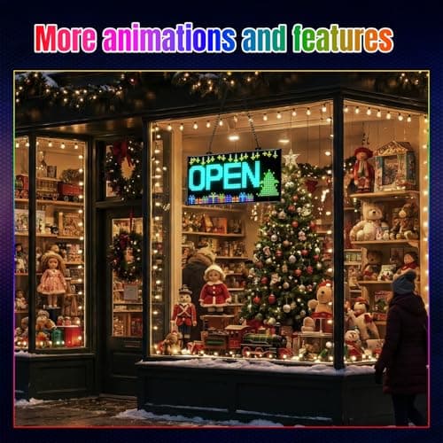 Programmable LED Open Sign,APP Built-in Multiple Open Effects,Bluetooth Control, 5V/8A for Shop Window Glass/Cafes/Bar - Thumbnail 5