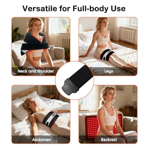 Fittyfun Red Light Therapy for Body, 24"x12" Large Near Infrared Light Therapy Belt, 242 Tri-Chip LEDs Red Light Therapy Mat for Back Pain, 660nm & 850nm Dual Wavelength Therapy Pad, Max 35W - Thumbnail 5