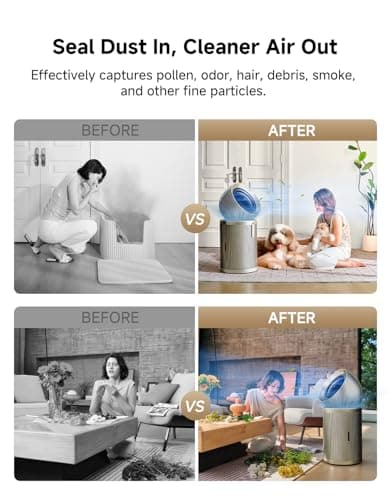 Dreame Smart Air Purifier PM10 for Home Large Room, Cleans 7,534 ft² in One Hour with 4 Filters, Dual-way Air Oulets, Al Tracking, Air Quality Monitor with 7 Sensors, 2-in-1 Purifier & Fan, Gold - Thumbnail 4