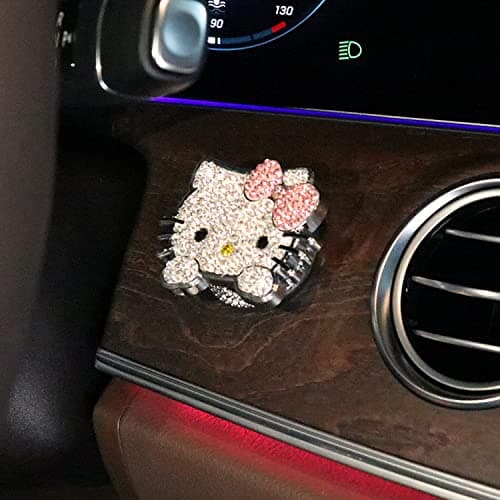 Pangpai 2 Pcs Bling Pink Car Interior Accessories, Rhinestone Push to Start Button Cover with Keychain, Car Engine Start Stop Button Cover, Cute Car Decoration Sticker Decal for Women Girl - Thumbnail 5