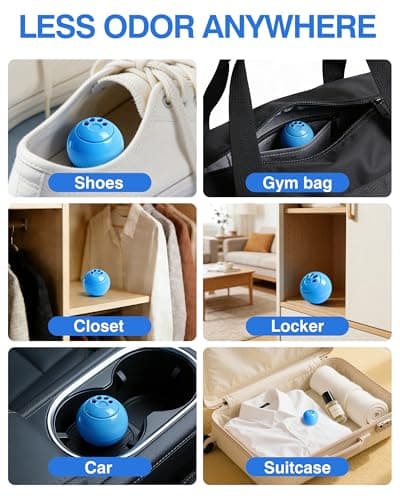 Shoe Deodorizer Balls, 10 Pack Odor Eliminator for Shoes, Sneakers, Boots, Gym Bags and Lockers - Thumbnail 6