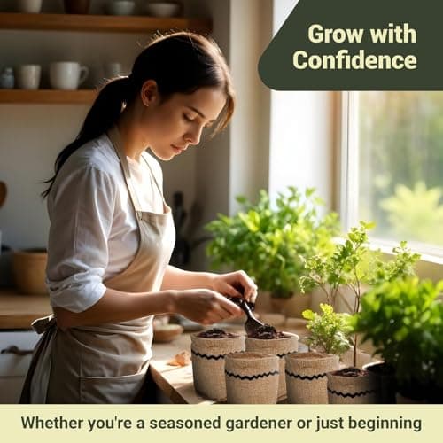 10 Herb Garden Planter Indoor Kit, 44pcs Complete Kitchen Herb Starter Set Including Burlap Pots, Markers, Soil Discs, Gardening Tools, Unique Easter/Birthday/Christmas Gift Ideas for Women, Mom - Thumbnail 6