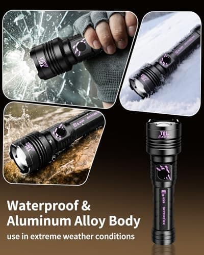 SKYFIRE Super Bright Tactical Flashlight Rechargeable High Lumens 10000 Capacity LED Flashlights with Ignition Lens 5 Modes Zoomable Waterproof Powerful Flash Light Camping Emergency Gift College Kit - Thumbnail 6