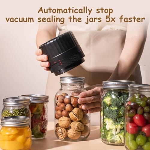 HTPOW Electric Mason Jar Vacuum Sealer - Fully Automatic Mason Jar Vacuum Sealer Kit for All Mason Jars with Regular Lids and Wide Mouth Lids, A Must-Have Tool for Canned Foods/Pantry - White - Thumbnail 3