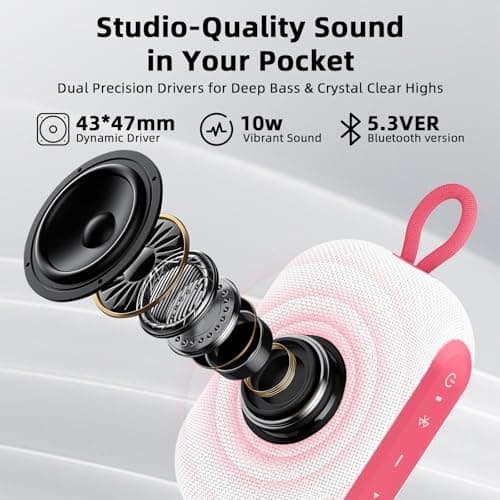 LOBKIN Portable Bluetooth Speaker,IP67 Waterproof Small Bluetooth Speaker 20H Playtime 10W Loud Sound BT 5.4 Wireless Stereo Pairing for Home/Outdoors/Travel - Thumbnail 2