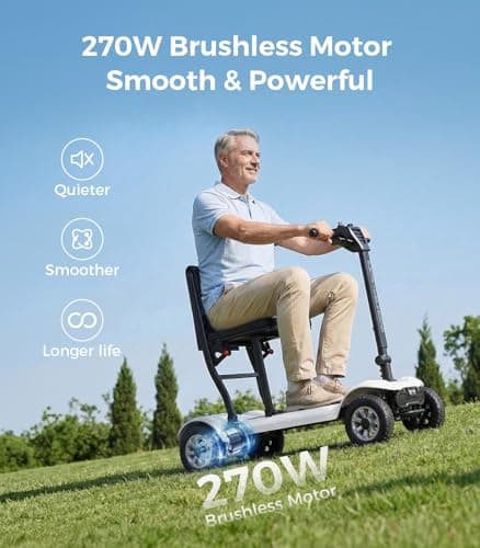 [2026 Upgraded] PAISEEC D3 Pro 35 lbs Lightweight Mobility Scooter for Seniors, Light Weight Mobility Scooter with 2 Batteries, Long Range, Airline Approved, Foldable Mobility Scooter (Ivory) - Thumbnail 6