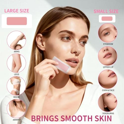 hoyesch 60 PCS Wax Strips - 40 Facial & 20 Body Waxing Kit for Women’ s Hair Removal,Wax Strips for Face,Eyebrow,Body, Arms, Legs, Chest, Back, Bikini/Brazilian Waxing Strips & 4Calming Oil Wipes - Thumbnail 5