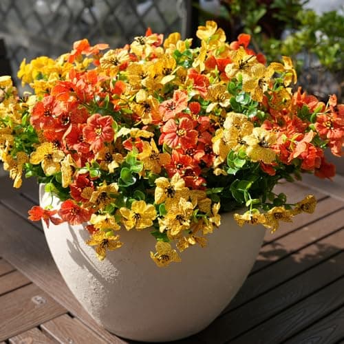 trytuny Artificial Flowers for Outdoor, UV Resistant Fake Silk Flowers, Realistic Faux Plants for Outside Indoor Porch Patio Window Box Planter Home Decor (14, Yellow) - Thumbnail 6