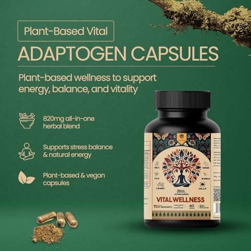 Veda Bloom Calm Energy Supplement for Busy Professionals – Stress Relief & Focus Support | No Jitters No Crash | Natural Formula for Work Productivity | 60 Capsules - Thumbnail 2
