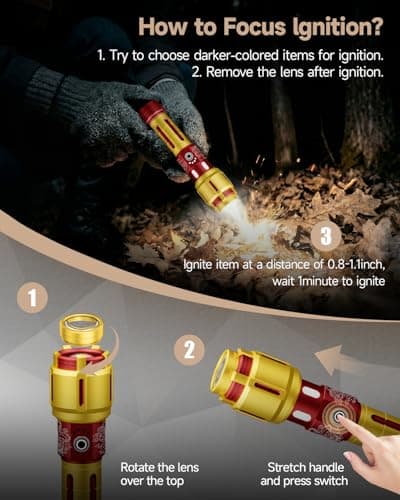 SKYFIRE 2503 LED Rechargeable Flashlights, 10000mAh Super Bright 3000 High Lumens Flashlight Zoomable Tactical Flash Light 10 Modes Waterproof for Home Camping Emergencies Outdoor Hiking Christmas Red - Thumbnail 2