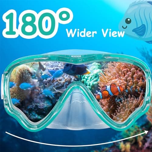 Vvinca Swim-Goggles with Nose Cover, 2 Packs Elastic Fabric Strap Snorkel Swim Mask Anti Fog UV No Pull Hair for Kids 3-14 - Thumbnail 4