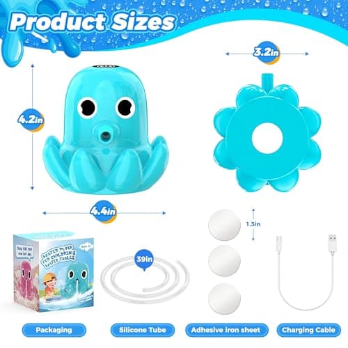Water Table Pump, Continuous Flow Rechargeable Magnetic Octopus Pump, Battery Powered No Drill Installation, Non-Stop Fun Summer Outdoor Water Toys, Water Play Accessories for Kids Toddlers, Green - Thumbnail 6