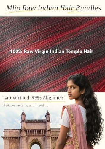 mlip Raw Indian Hair Bundle Straight, Enhanced Quality Bundle, 18A Virgin Hair 22 inches, No Tangle Shedding, Triple the Lifespan, Keep Texture Silky Soft After Multiple Washes, 1B99J Color - Thumbnail 5