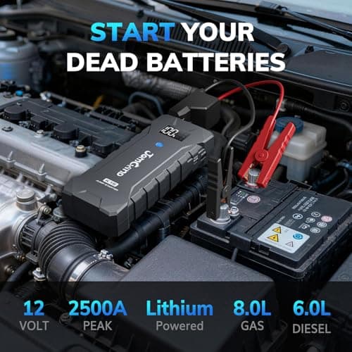 JOMGAND K15 Extremely Safe Jump Starter, 2500A Car Battery Jump Starter for Up to 8.0L Gas or 6.0L Diesel Engines, 12V Portable Jump Box with Smart Jumper Cable, USB-C Charge and 3 Mode Flashlight - Thumbnail 2