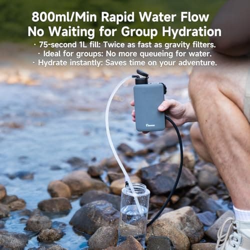 Nawaza Portable Electric Water Filter - 0.01 Micron Outdoor Camping Water Purifier for Hiking, Camping Water Filtration System Survival,Travel and Emergency-Green - Thumbnail 6