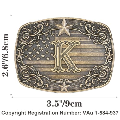 Absbolo Western Belt Buckle Men Initial Letter ABCDJRM to Z Rodeo Cowboy Belt Buckles for Women K - Thumbnail 2