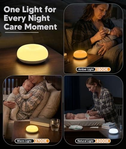 Baby Night Light 1800K No Blue Light, Nursery Night Egg Light for Breastfeeding,Amber BPA-Free Silicone Lamp with Child Lock, Dimmable Touch & Flip Control, Rechargeable Bedside Light for Kids Toddler - Thumbnail 6