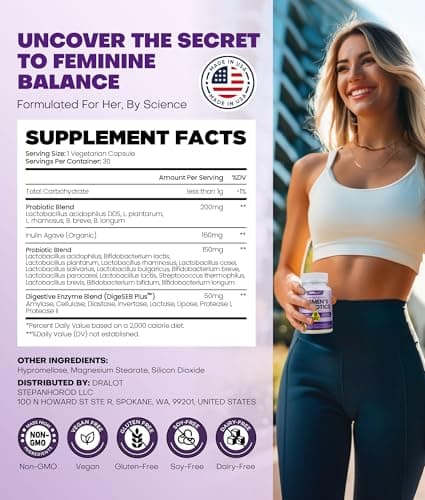 Vaginal Probiotics for Women with 16 Strains for pH Balance, Urinary & Intimate Health, Women’s Probiotic Enhanced DigeSEB Plus™ for Bloating, Gut Health & Immune Support, Delayed Release, Made in USA - Thumbnail 6