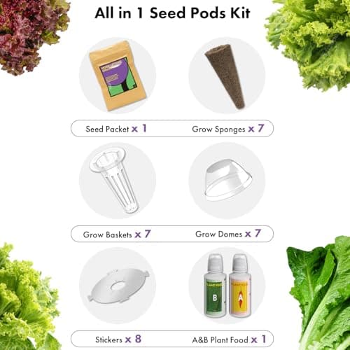 LYKOCLEAN Salad Romaine Lettuce Pods for AeroGarden, Ahopegarden, iDOO Hydroponics Growing System, 350 Seeds+ Including American Fast Lettuce, Paris Island Cos Lettuce, Buttercrunch Lettuce(7-Pods) - Thumbnail 4